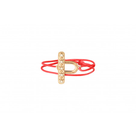 Bracelet cordon double tour fantaisie cristaux Prestige I rouge