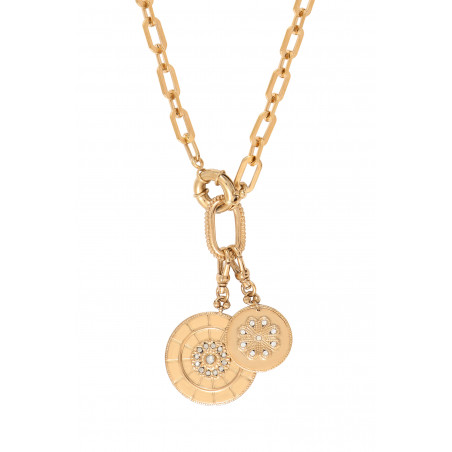 Collier chaîne baroque médailles cristaux Prestige I doré