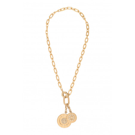 Collier chaîne baroque médailles cristaux Prestige I doré89160