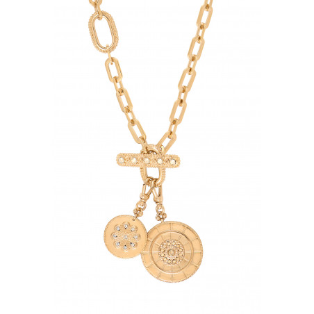 Collier chaîne glamour médailles amovibles cristaux Prestige - doré