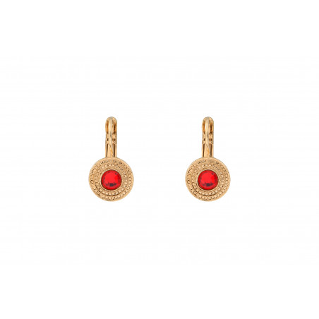 Glamorous crystal sleeper earrings| red