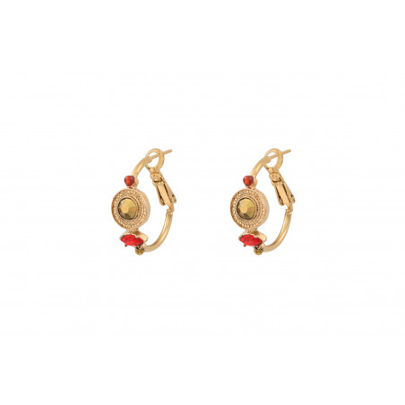 Modern crystal carnelian hoop earrings | red