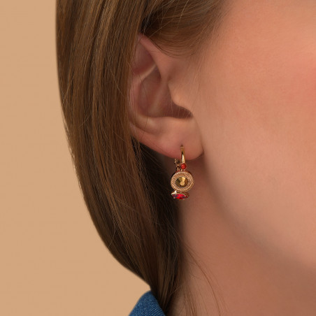 Modern crystal carnelian hoop earrings | red89183