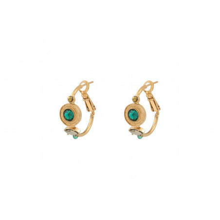Beautiful crystal agate hoop earrings I green