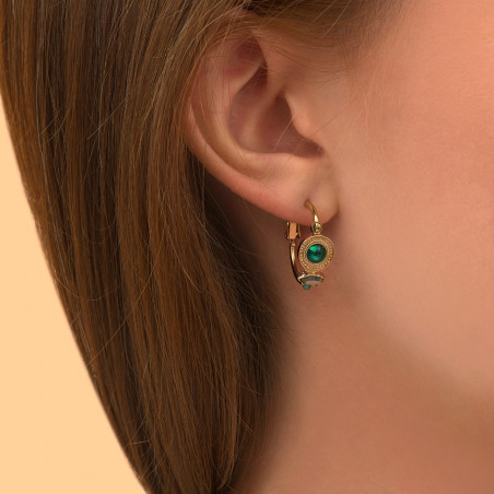 Beautiful crystal agate hoop earrings I green89185