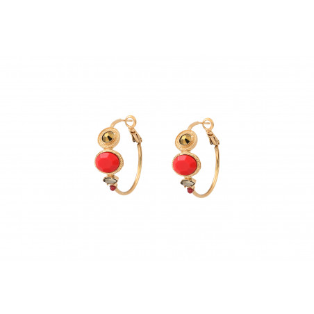 Refined crystal gold haematite hoop earrings l red