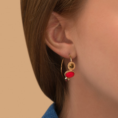 Refined crystal gold haematite hoop earrings l red89193