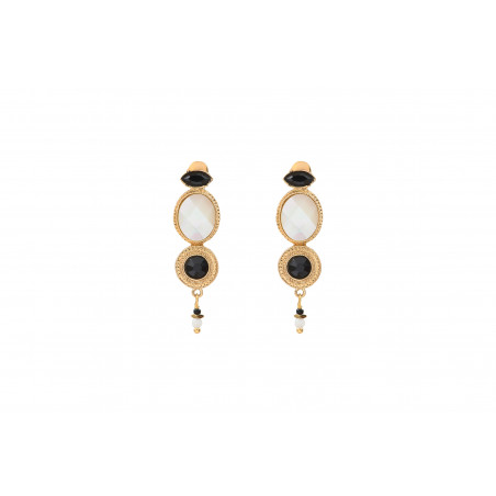 Refined white mother- of-pearl clip-on earrings| white