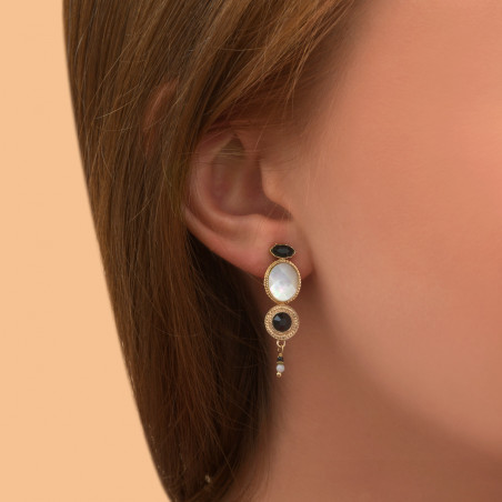 Boucles d'oreilles clips raffinées nacre blanche cristaux I blanc89197