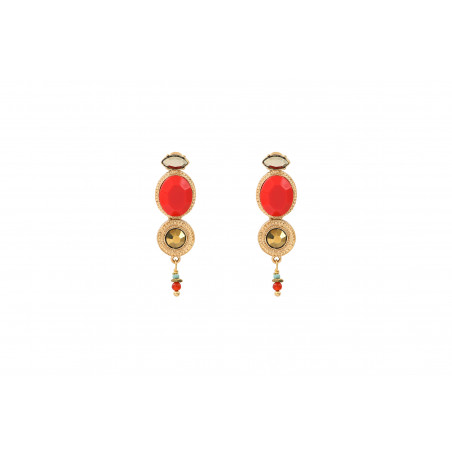 Chic carnelian crystal clip-on earrings | red