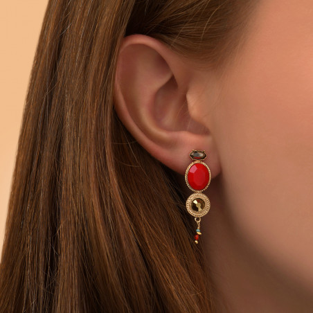 Chic carnelian crystal clip-on earrings | red89203