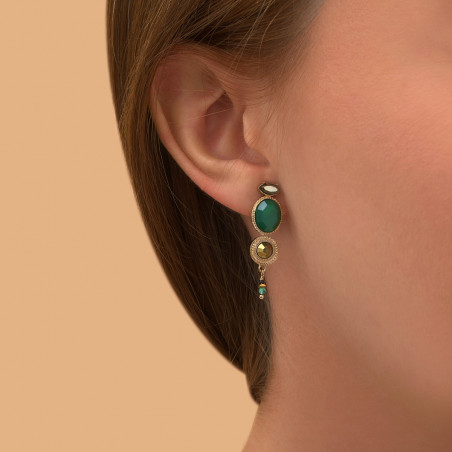 Boucles d'oreilles clips féminines agate cristaux I vert89205