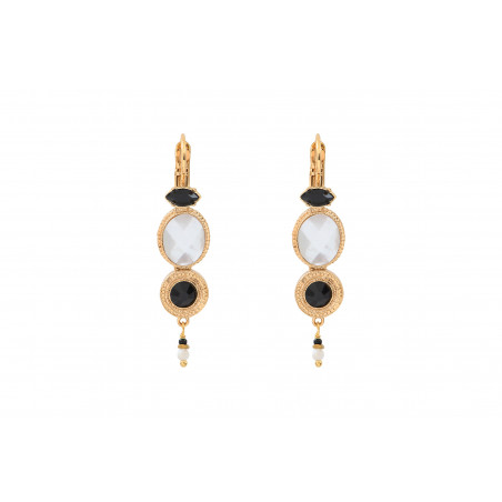 Refined white mother- of-pearl crystal sleeper earrings - white