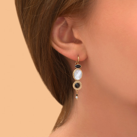 Refined white mother- of-pearl crystal sleeper earrings - white89207