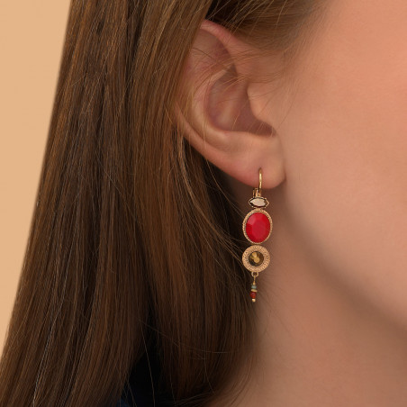 Chic carnelian crystal sleeper earrings | red89213