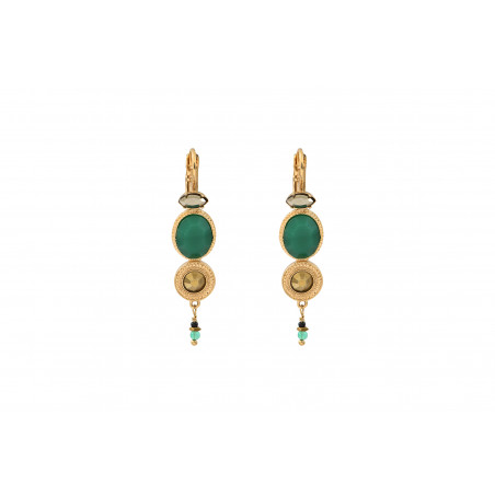 Agate crystal sleeper earrings - green