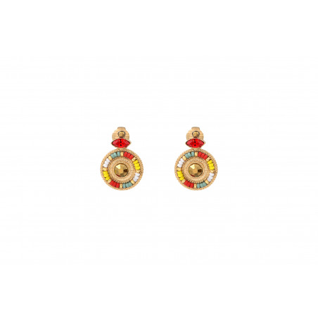 Bohemian haematite Japanese seed bead clip-on earrings l red  