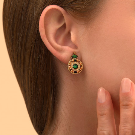 Boucles d'oreilles clips festives hématite perles du Japon I vert89245