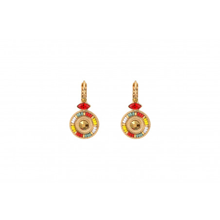 Bohemian haematite Japanese seed bead sleeper earrings l red 