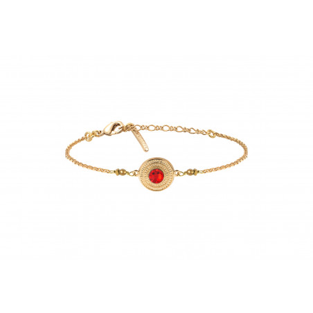 Bracelet réglable tendance hématite doré cristal I rouge