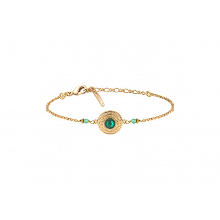 Poetic agate gold haematite adjustable bracelet l green
