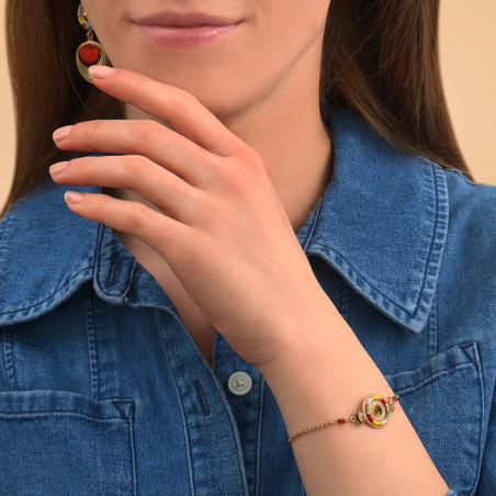 Festive carnelian and Japanese seed bead adjustable bracelet| red89326