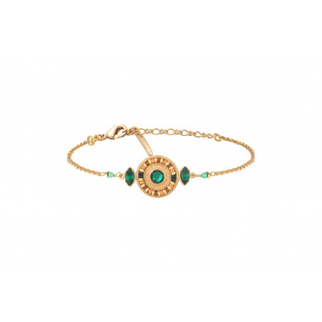 Bracelet réglable chic agate et perles du Japon I vert