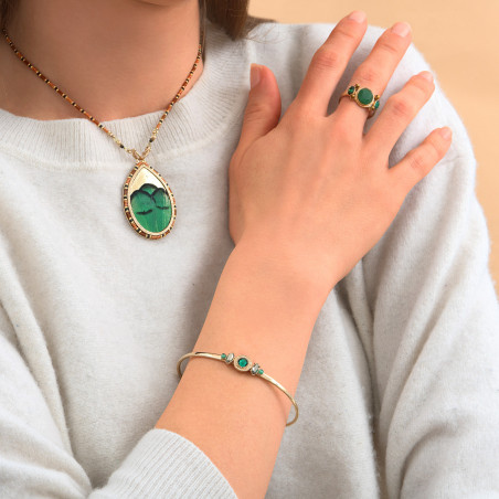 Ethnic chic agate crystal bangle | green 89340