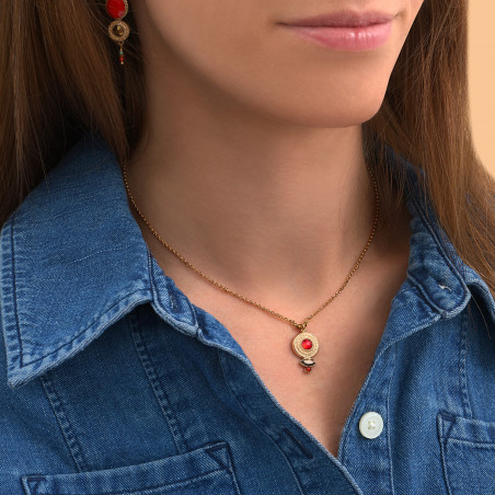 Collier pendentif glamour cornaline cristaux I rouge89361