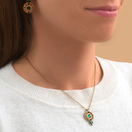 Collier pendentif scintillant hématite perles du Japon I vert89379