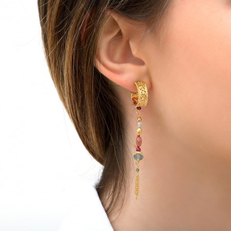 Boucles d'oreilles percées romantiques quartz et labradorite I rose89425