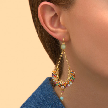 Original amazonite sunstone sleeper earrings| multicoloured89431