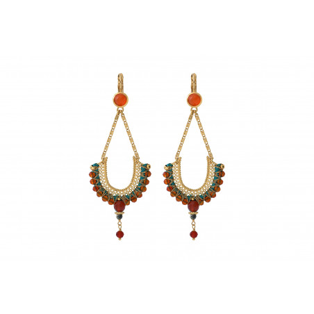 Pop carnelian and chrysocolla sleeper earrings - orange