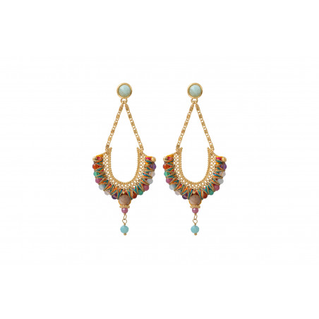 Boucles d'oreilles percées originales amazonite pierre de soleil I multicolore