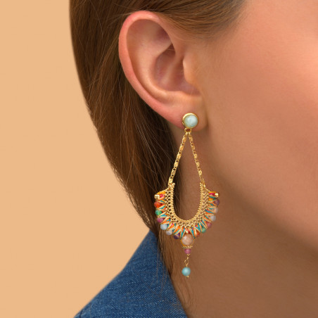 Boucles d'oreilles percées originales amazonite pierre de soleil I multicolore89439