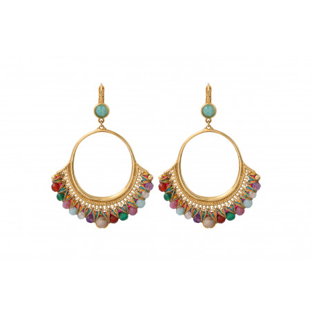 Boucles d'oreilles féminines tissées pierres gemmes I multicolore