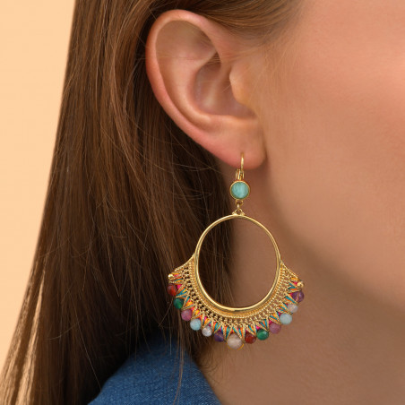 Boucles d'oreilles féminines tissées pierres gemmes - multicolore89447
