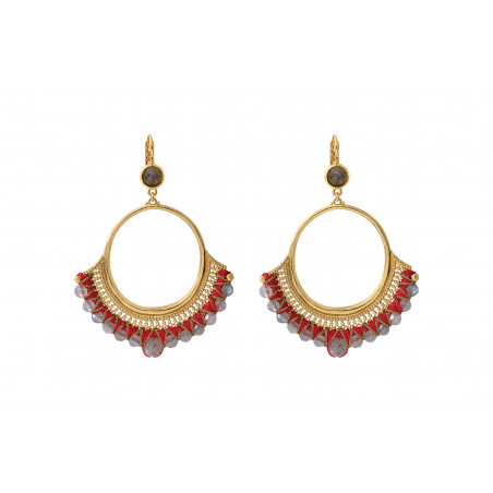 Glamorous labradorite sleeper earrings - red