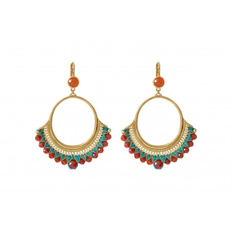 Ethnic carnelian sleeper earrings - turquoise