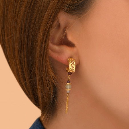 On-trend gemstone chain butterfly fastening earrings - red89470