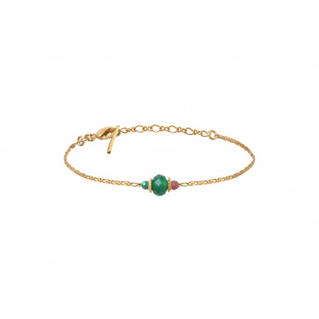 Bracelet fin réglable intemporel pierres de couleurs I vert