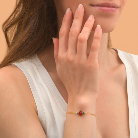 Bohemian carnelian and chrysocolla flexible bracelet | orange89482