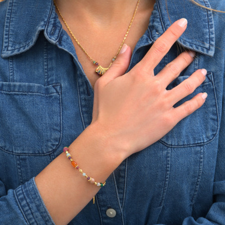 Bracelet réglable fantaisie perles gemmes I multicolore89485