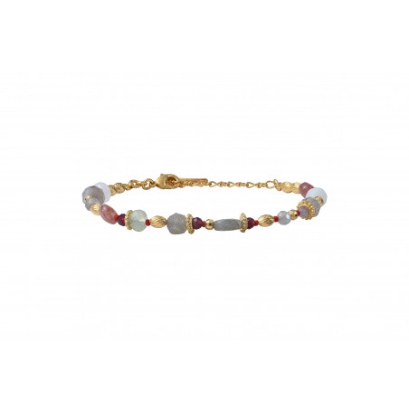 Bracelet souple féminin labradorite grenat et quartz I rose