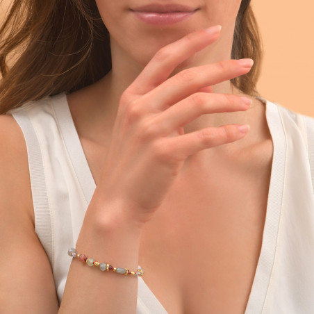 Bracelet souple féminin labradorite grenat et quartz I rose89491