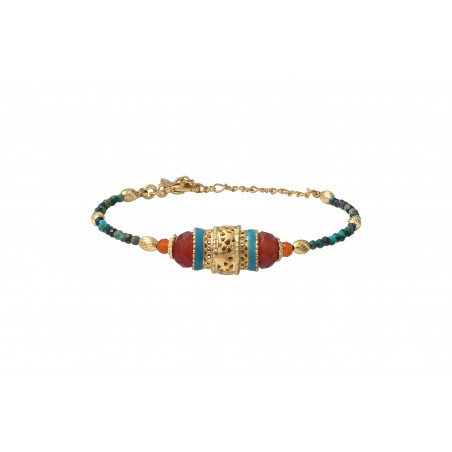 Bracelet souple ethnique chic cornaline et chrysocolle I turquoise