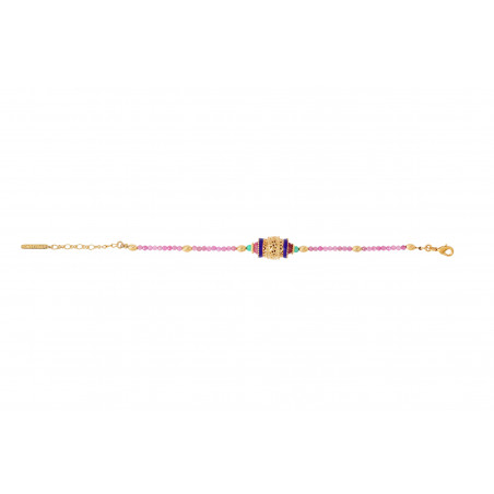 Bracelet réglable ethnique perles gemmes bijou métal doré I multicolore89501