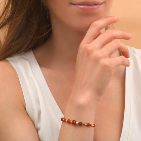 Festive carnelian and chrysocolla flexible bracelet - orange89506