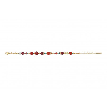 Bracelet souple festif cornaline et chrysocolle I orange89507