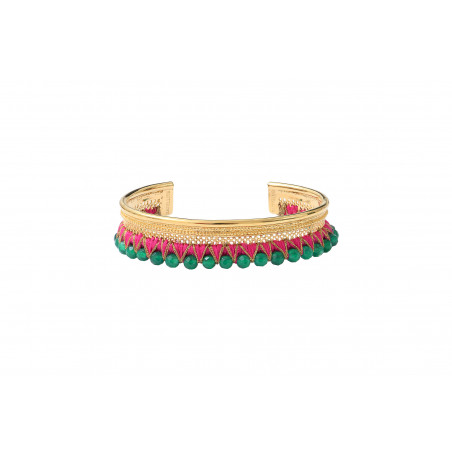 Bracelet jonc ajustable coloré filigrane fuchsia agate I vert 89510